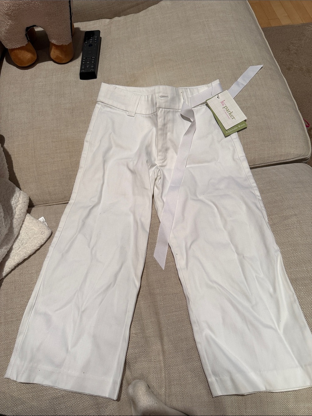 Parker White Wide-Leg Chino Pants